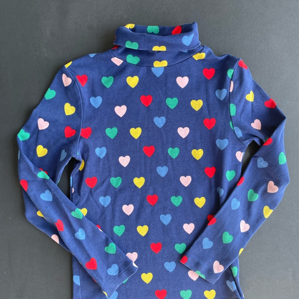 Boden Kids' Heart Pattern Turtleneck